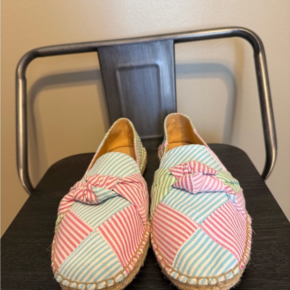 Talbots Pastel Striped Espadrilles with Bow Sz 7.5 - Picture 2 of 14